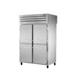 True STR2RPT-4HS-2G-HC - Pass-Thru Refrigerator, two-section, (4) solid half doors front & (2) glass doors rear